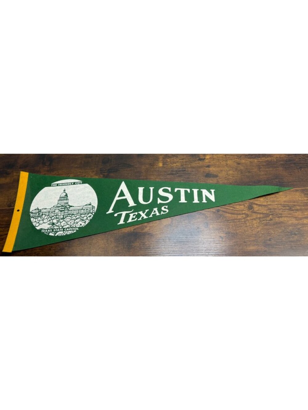 Vintage Austin Texas Felt Pennant With Texas State Capitol Design 27.5 inches